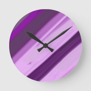 Lila Lavendel Streifen Runde Wanduhr