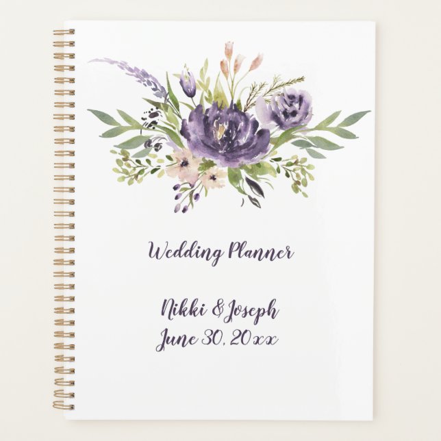 Lila Lavendel Taupe Peonies and Greenerity Wedding Planer (Vorderseite)