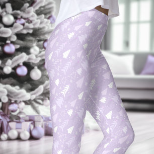 Lila Lavendel Trees Winter Weihnachten Leggings