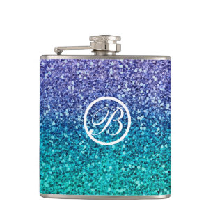 Lila Lavendel & Türkis Aqua Grün Funkelnder Glitte Flachmann