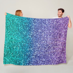 Lila Lavendel & Türkis Aqua Grün Funkelnder Glitte Fleecedecke