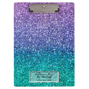 Lila Lavendel & Türkis Aqua Grün Funkelnder Glitte Klemmbrett