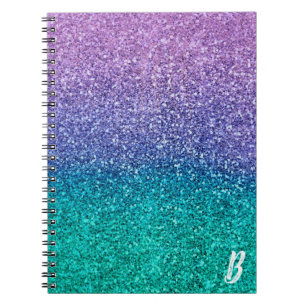 Lila Lavendel & Türkis Aqua Grün Funkelnder Glitte Notizblock