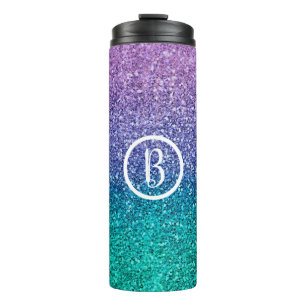 Lila Lavendel & Türkis Aqua Grün Funkelnder Glitte Thermosbecher