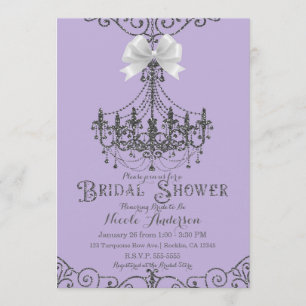 Lila Lavendel u. silbernes weißes Bogen-Brautparty Einladung