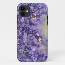 Lila Lavendel und Bienen iPhone Fall