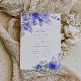 Lila Lavendel- und Violettblumenhochzeit Einladung