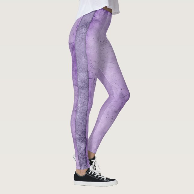 Lila Lavendel verblasste Ruhm strichende Frauen Leggings (Rechts)