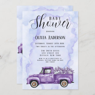 Lila Lavendel Vintag Truck Baby Dusche Einladung