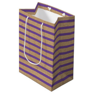 Lila Lavendel Violette Linien Faux Rustik Kraft Mittlere Geschenktüte