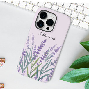 Lila Lavendel Wasserfarben Blumenmuster Case-Mate iPhone 14 Pro Hülle