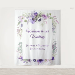 Lila Lavendel & Weiße Anemone | Tapestr Wandteppich