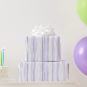 Lila Lavendel Weiße Streifen Geburtstag Geschenkpapier