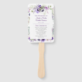 Lila, Lavendel, Weiße Wasserfarbenblütenhochzeit Fächer