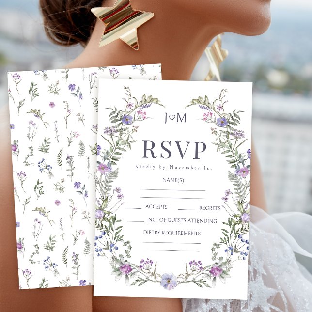 Lila Lavendel Wildblume Hochzeit RSVP-Karten RSVP Karte (Von Creator hochgeladen)
