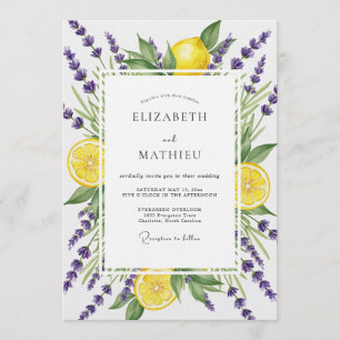 Lila Lavendel Zitrus Blütenhochzeit Einladung