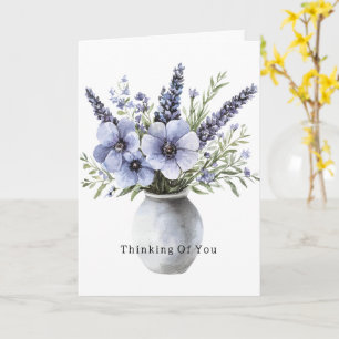 Lila Lavendelblumen Vase In Gedanken an Dich Karte