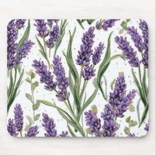 Lila Lavendelblüten Aquarell Botanik Mousepad