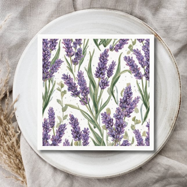 Lila Lavendelblüten Aquarell Botanisch Serviette (Von Creator hochgeladen)