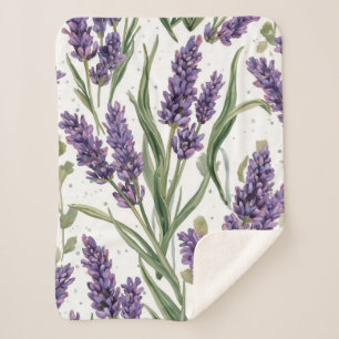 Lila Lavendelblüten Aquarell Botanisch Sherpadecke