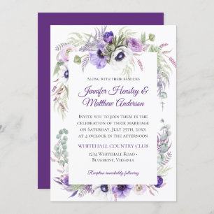 Lila Lavendelblütenhochzeit   Einladung