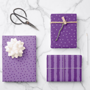 Lila Lavendelsteine und -streifen Gemustert Geschenkpapier Set
