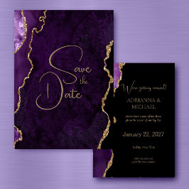 Lila Lavender Agate Wedding Speichern Sie das Datu Einladung