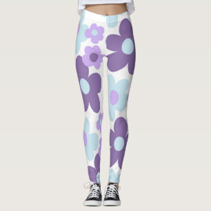 Lila Lavender Blue Daisies Retro Traum #1 #retro Leggings