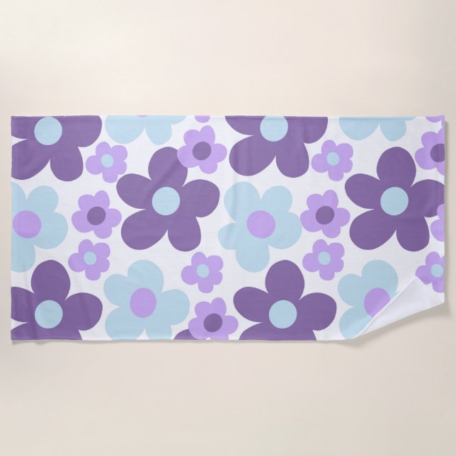 Lila Lavender Blue Daisies Retro Traum #1 #retro Strandtuch (Vorderseite)