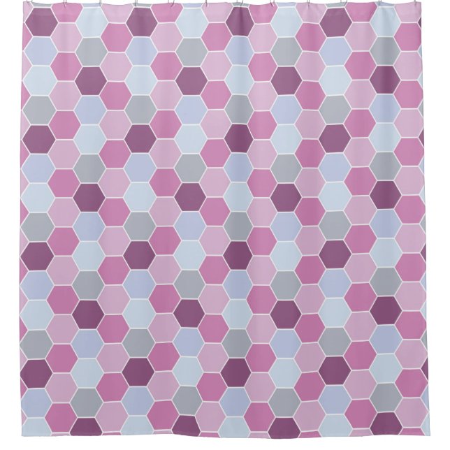 Lila Lavender Blue Honeycomb-Muster Duschvorhang (Vorderseite)