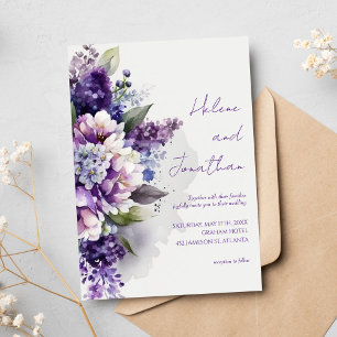 Lila Lavender Boho Rustic Floral Elegante Hochzeit Einladung