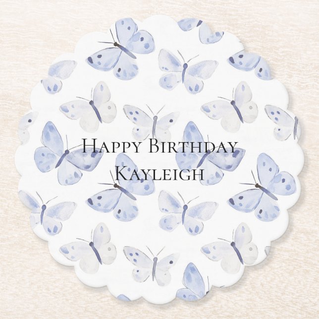 Lila Lavender Butterflies Geburtstag Untersetzer (Vorderseite)