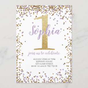 Lila Lavender Confetti Girl Einladung