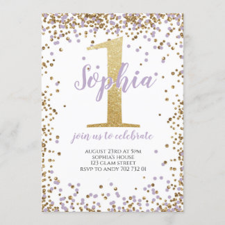 Lila Lavender Confetti Girl Einladung