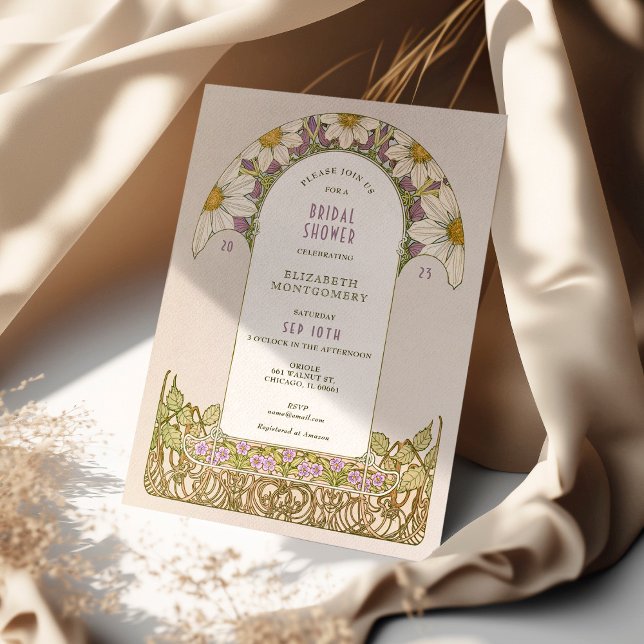 Lila Lavender Daisis Brautparty Jugendstil Einladung (Von Creator hochgeladen)