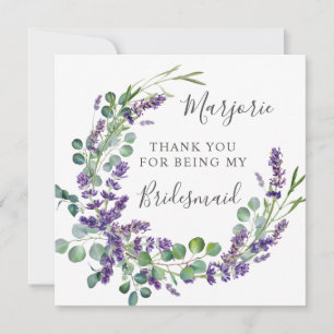 Lila Lavender Eucalyptus Bridesmaid Vielen Dank Dankeskarte
