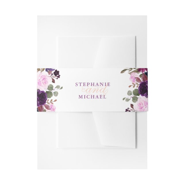 Lila Lavender Floral Boho Einladung Bauchband Einladungsbanderole (Vorderseite Beispiel)