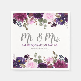 Lila Lavender Floral Boho Wedding Paper Napkin Serviette