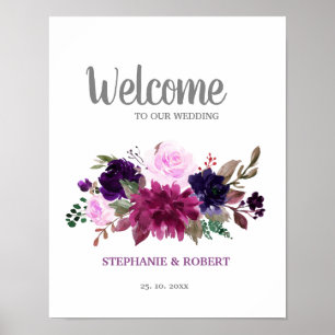 Lila Lavender Floral Boho Wedding Welcome Poster