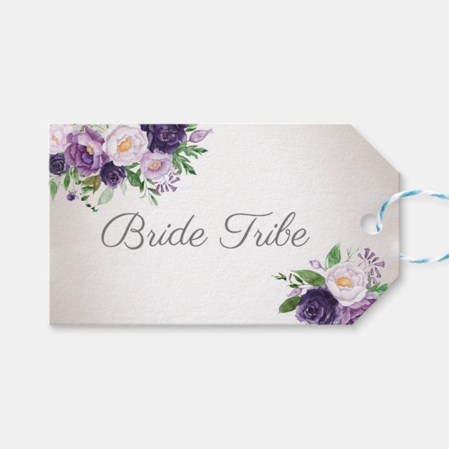 Lila Lavender Floral Bride-Stamm Geschenkanhänger (Vorderseite (Horizontal))