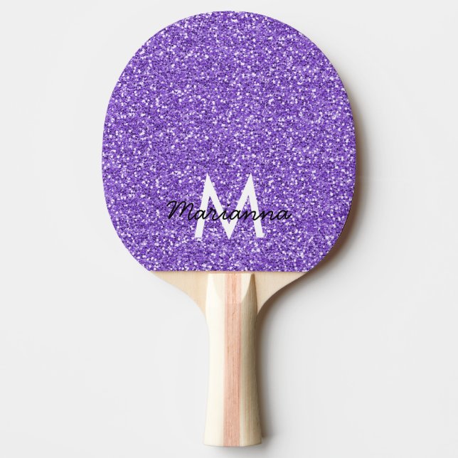 Lila Lavender Glitzer Stilvoll Personalisiert Tischtennis Schläger (Vorderseite)
