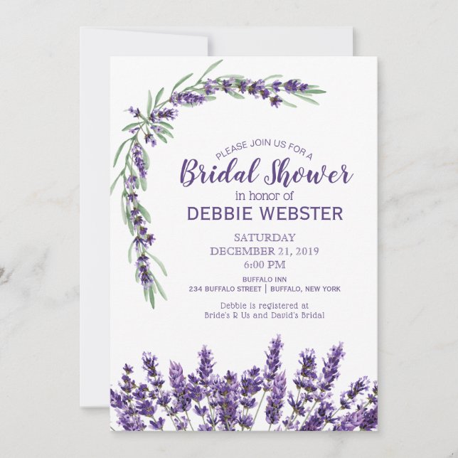 Lila Lavender Lilac Blume Hochzeit Verlobung Einladung (Vorderseite)