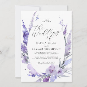 Lila Lavender Lilac Floral Botanische Hochzeit Einladung