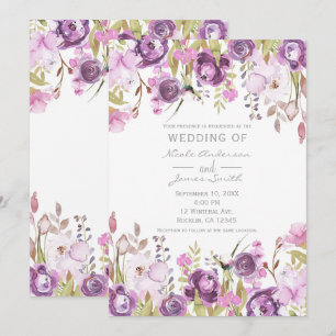 Lila Lavender Lilac Watercolor Blumenzehen Einladung