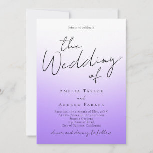 Lila Lavender Minimal QR Code Elegante Hochzeit Einladung