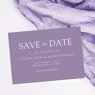 Lila Lavender Modern Simple Wedding Save The Date