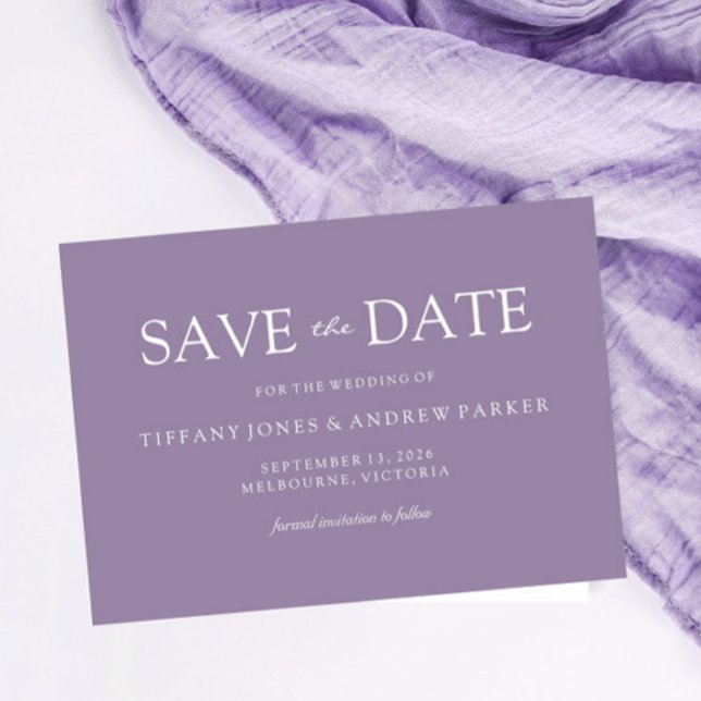 Lila Lavender Modern Simple Wedding Save The Date (Von Creator hochgeladen)