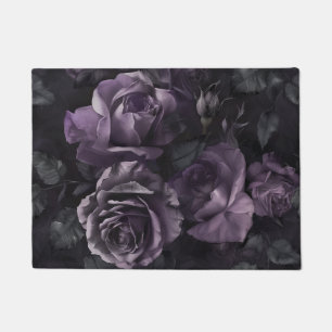 Lila Lavender Moody Rose Floral Goth Fußmatte