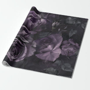 Lila Lavender Moody Rose Floral Goth Geschenkpapier
