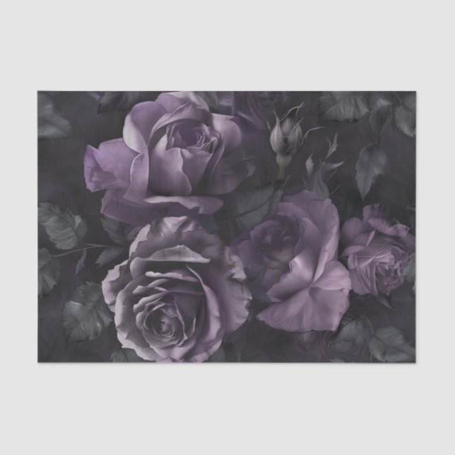 Lila Lavender Moody Rose Floral Goth Seidenpapier (Vorderseite)